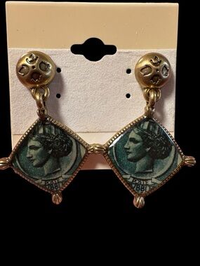 NWT Patricia Nash Gold-Tone Green Cameo Drop Earrings - Women Jewelry
